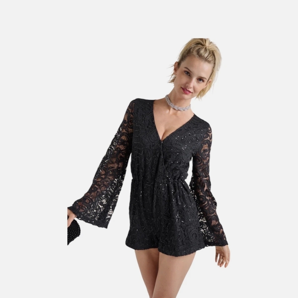🖤 VENUS Black Lace Romper